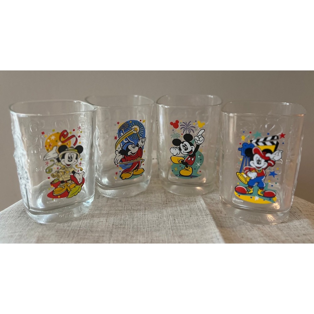 Set of 4 McDonald's Disney World Mickey Mouse 2000 Celebration Glasses